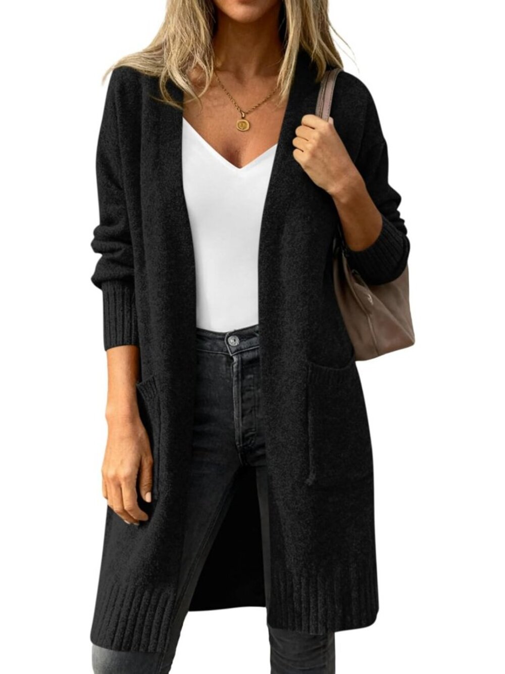 Chic Oversized Open Front Long Knit Cardigan for Women - Cozy Layering Essential